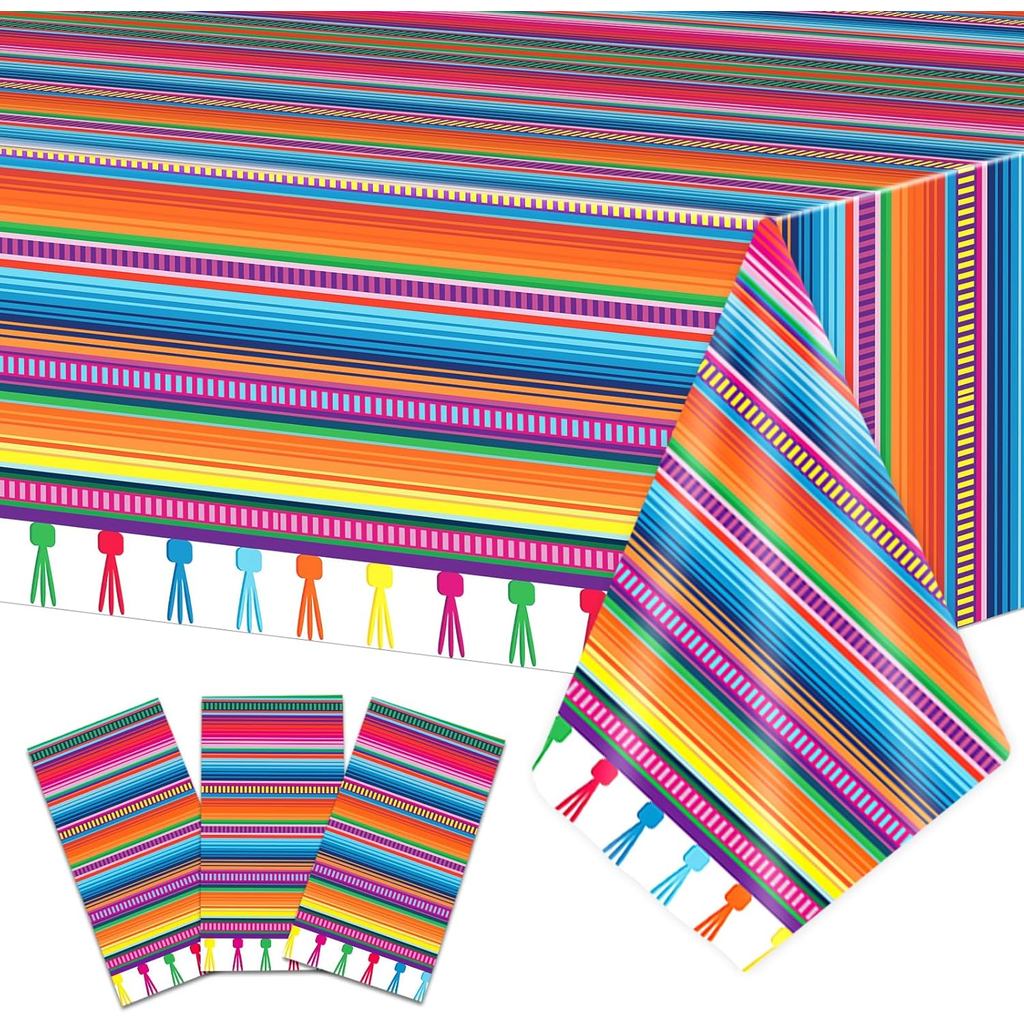 3 Peças de Toalhas de Mesa para Festa Mexicana, Decorações para Festa Mexicana, Toalhas de Mesa Plásticas do México 108"