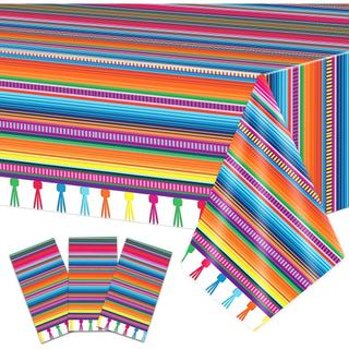 3 Peças de Toalhas de Mesa para Festa Mexicana, Decorações para Festa Mexicana, Toalhas de Mesa Plásticas do México 108"
