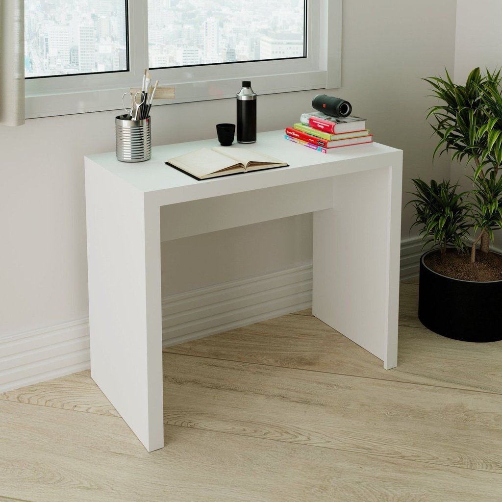 Escrivaninha Mesa Escritório ME4139 Tecnomobili 90cm Branco Branco