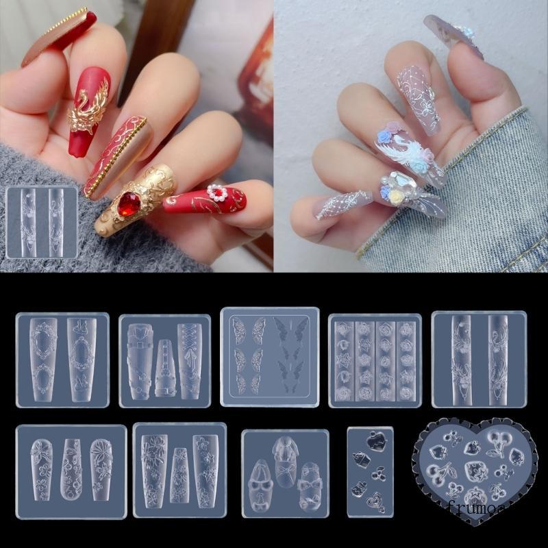 Fru Modelo Carimbo Silicone Rosa E Borboleta, Moldes Para Arte Unhas, Modelos Escultura 3D El