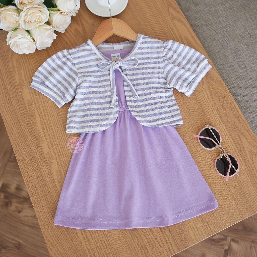 OWLET-Vestido Listrado Gina Feminino Colete Infantil Fofo