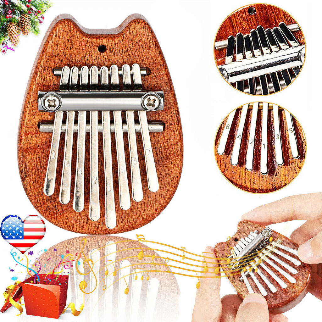 8 Teclas Mini Kalimba Polegar Piano Com Cordão Dedo Portátil Marimba Pingente Musical Presente Teclado Instrumento