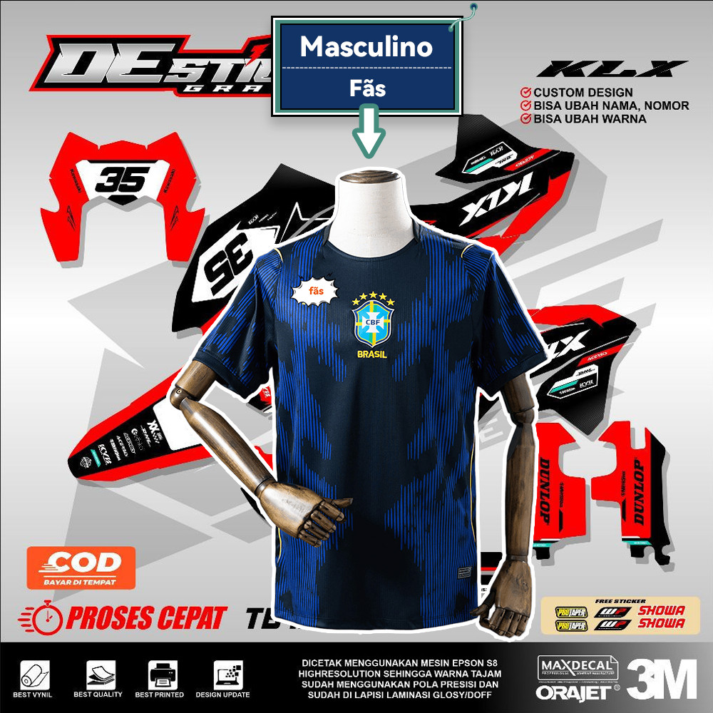 Novos Adesivos de Carroceria Completa KLX 150 SM 2023, Material Premium (TB173), Conjunto Completo Direito e Esquerdo