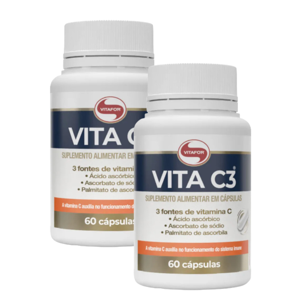 KIT 2 | VITA C3 Vitafor 3 Fontes de Vitamina C 60 Cápsulas
