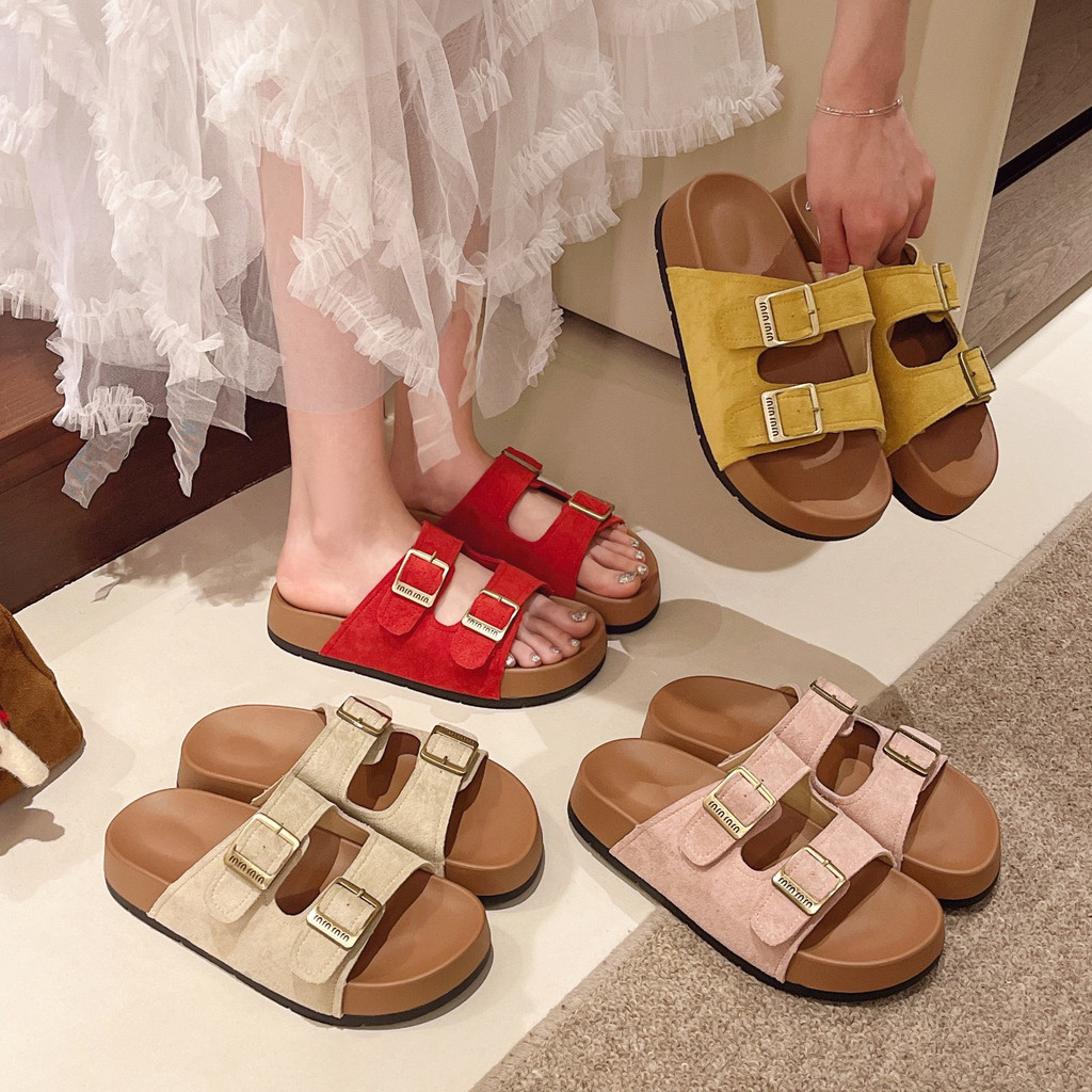 Plataforma de cortiça comércio exterior europeu americano moda fivela de Metal exterior usar sandálias Birken de sola gr