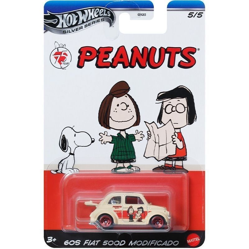 Carro de liga de marca conjunta Hot Wheels GDG83 Snoopy genuíno, vários modelos Volkswagen Honda Fiat, modelo de carro d