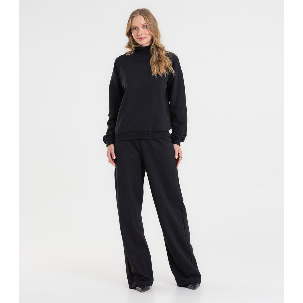 Conjunto Blusão com Calça Moletom Felpado Rovitex Preto