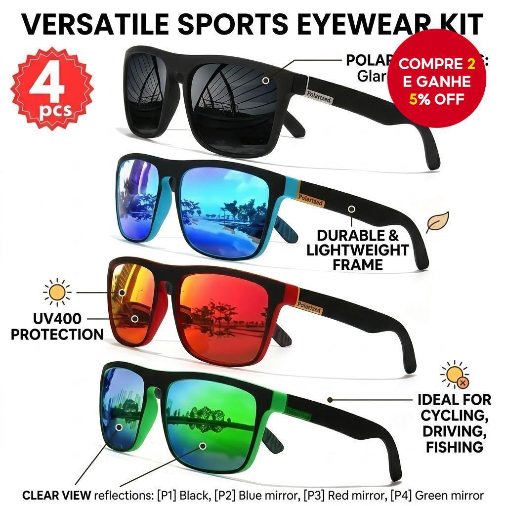 2026 Óculos De Sol 4 Peças Conjunto Masculino Esportes Ao Ar Livre Ciclismo Pesca Condução Primavera Outing Engrenagem