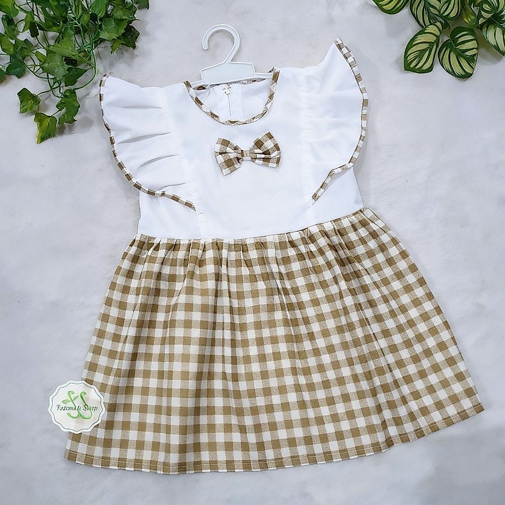 Vestido Para Meninas De 1 A 2 Anos , anime , Motivo Xadrez Japonês , Roupas Exclusivas (Caixa De)