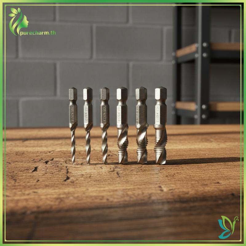 [Beleza] Conjunto De Brocas Elétricas De 6 Peças Para Metalurgia Qui Change Haste Hexagonal Trabalhos De Rosqueamento De