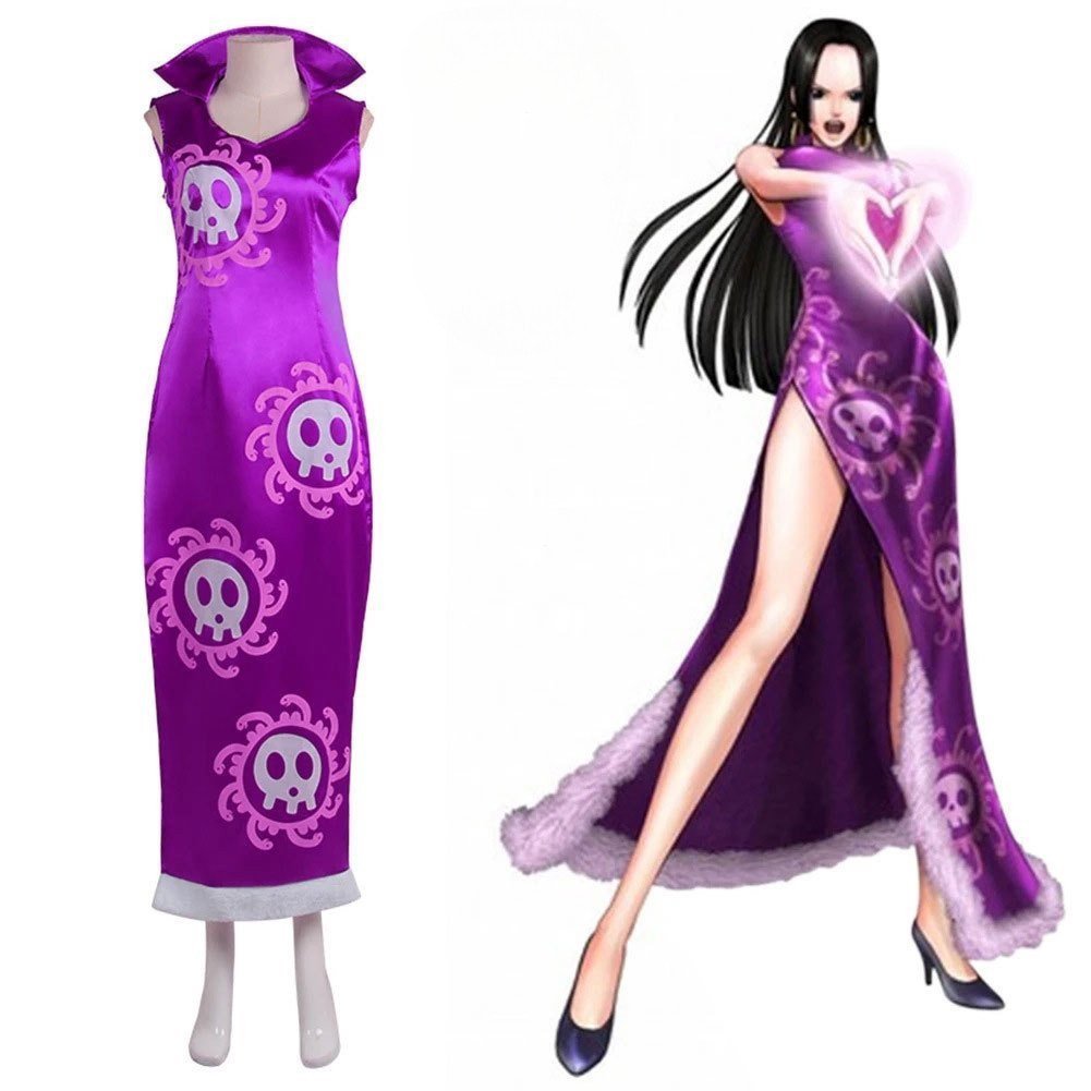 Fantasia de Cosplay da Boa Hancock de One Piece, Traje Cheongsam Exibido na Exposição de Fantasias 4L7M JZQ2