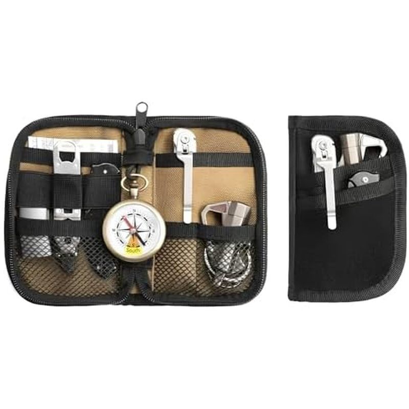 Pocket Organizer Pouch for Men, Nylon Utility Pouch with 7 Pockets, MOLLE Compatible Multitool Organizer for EDC Gear,