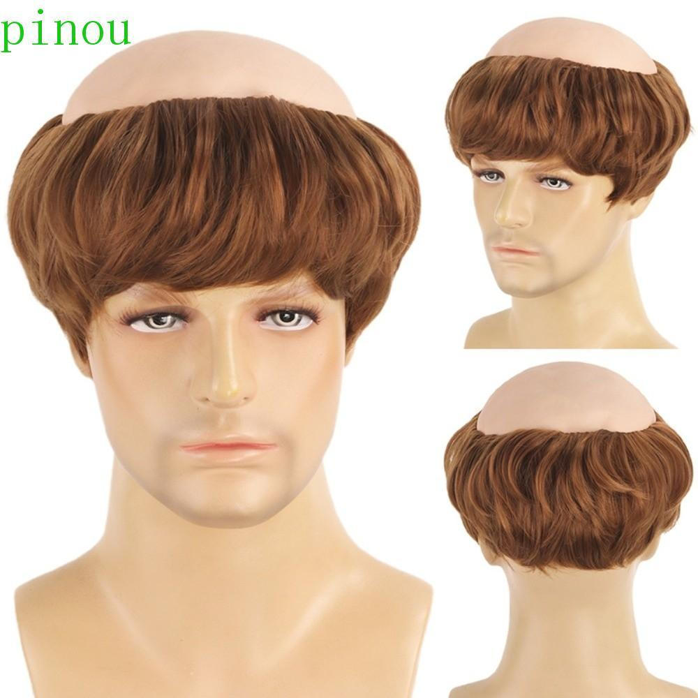 PINOU Perucas Curtas E Retas De Cabeça Careca , Peruca Cosplay De Monge Raspado Engraçado De Anime Natural Fofa Para Hal