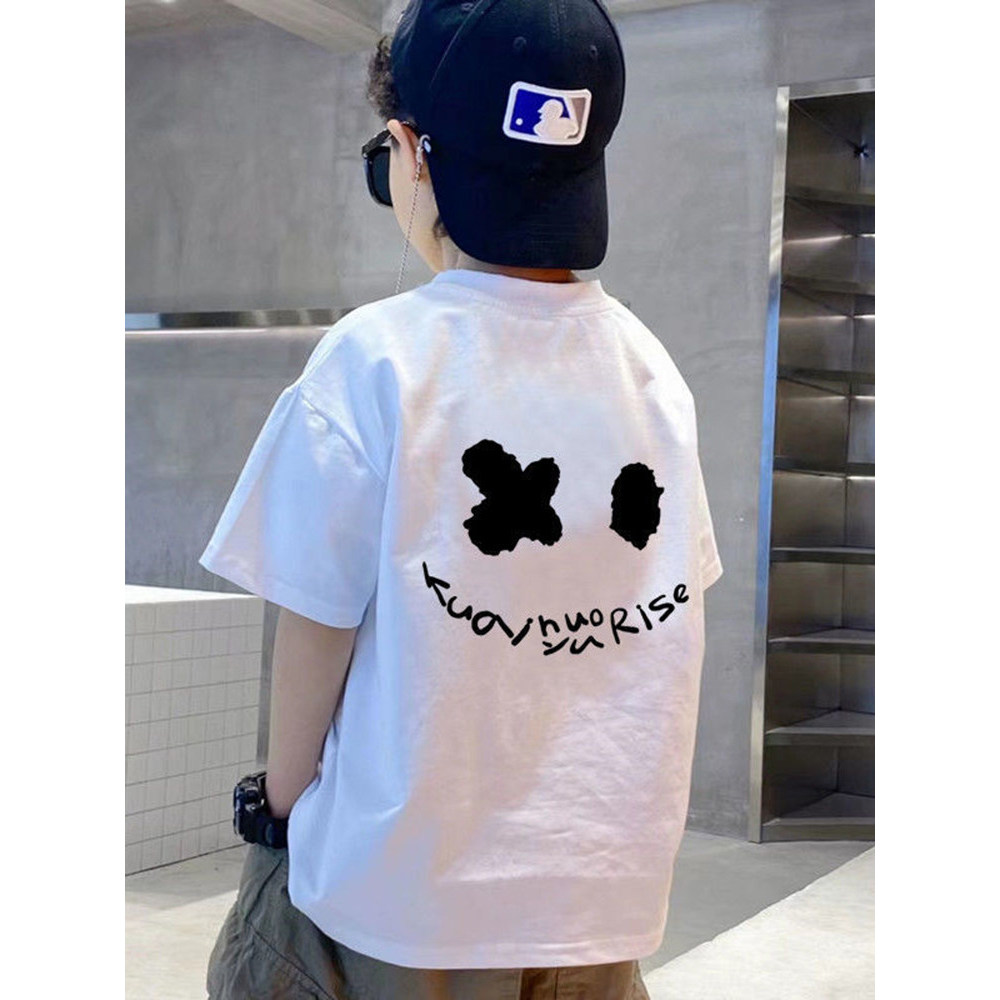 Meninos camiseta de manga curta verão coreano roupas infantis puro algodão topos roupas de bebê crianças meia manga médi