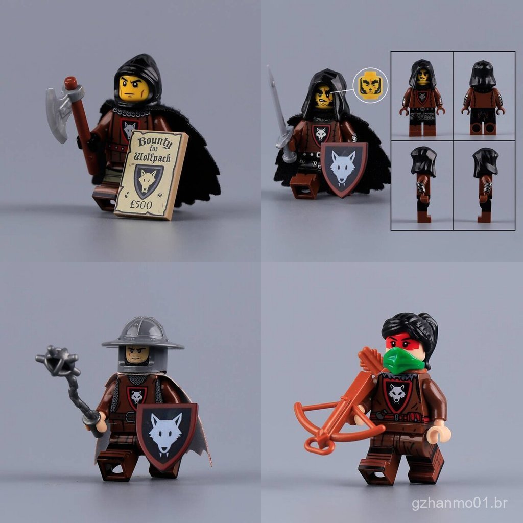 Figuras Militares Usadas MC: Cavaleiro Lobo, Homem Lobo com Machado, Ranger, Escudo, Blocos de Construção de Partículas