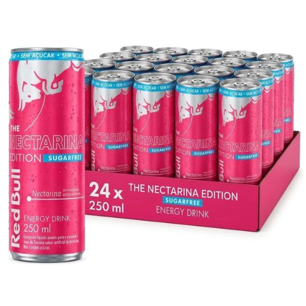 Pack 24 latas Energético Red Bull Nectarina, Sem Açúcar 250ml