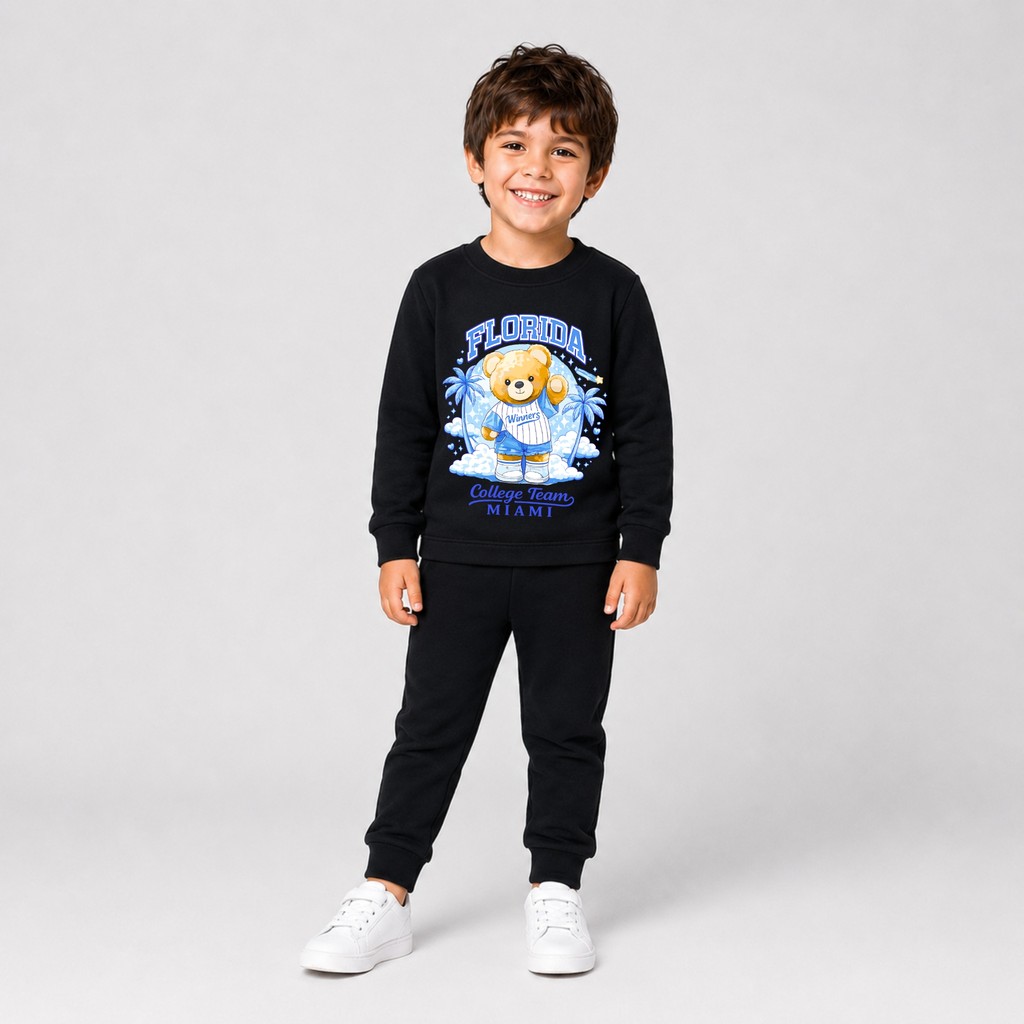 Moletom Infantil Conjunto Premium Estampa Ursinho Florida Peluciado e Quentinho