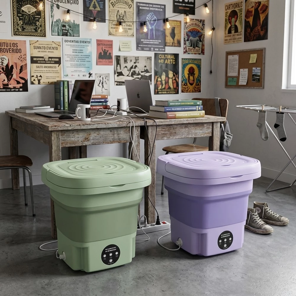Mini Máquina De Lavar 11L Balde Roupas Portátil Dobrável Lavadora Econômica Bivolt Inteligente Frete Grátis Sp