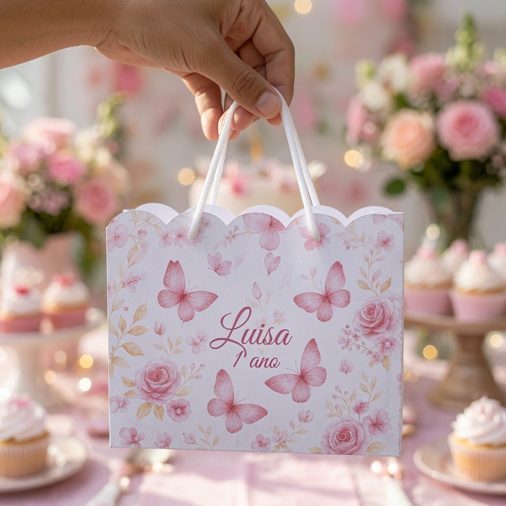 Sacolinha Nuvem Personalizada Sacolinhas para Lembrancinhas Jardim Das Borboletas(20x15x7cm) ENVIO RAPIDO
