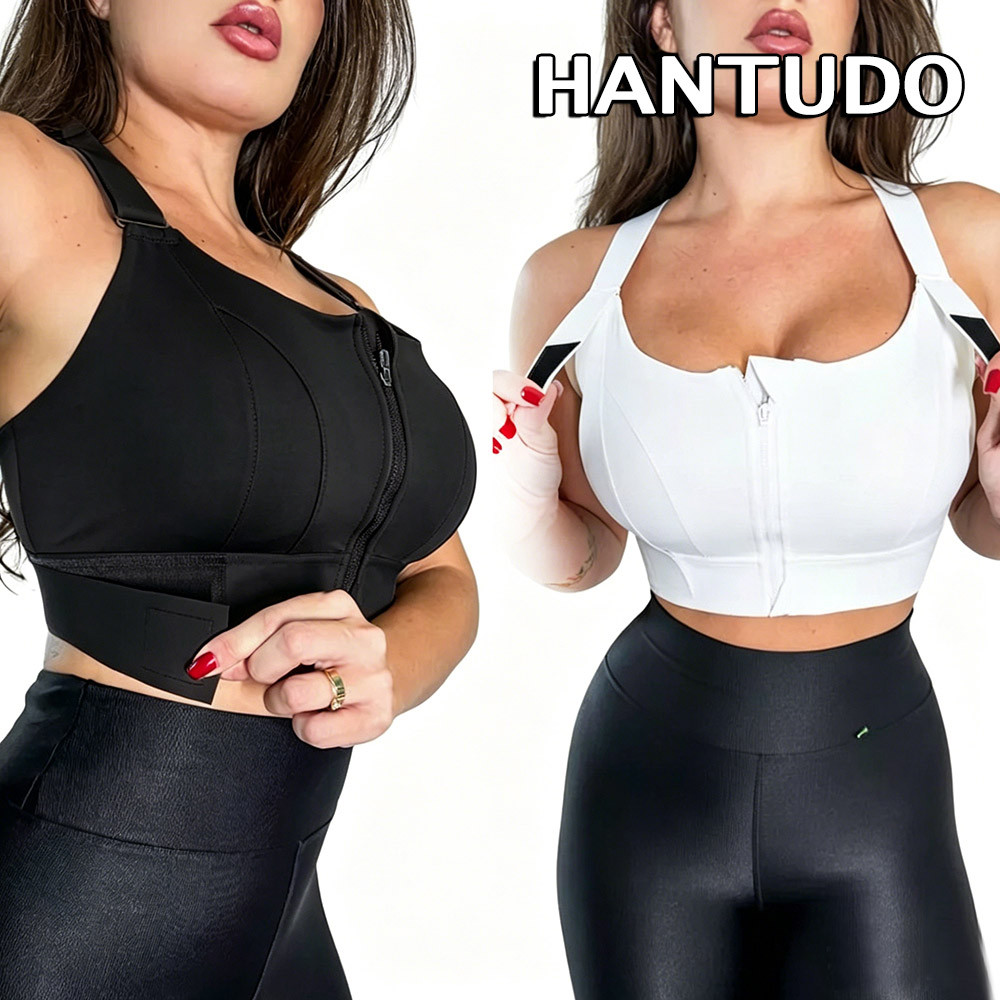 Top Academia Esportivo Alta Sustentação Ajustavel Ziper Frontal Academia Fitness Jump Corrida