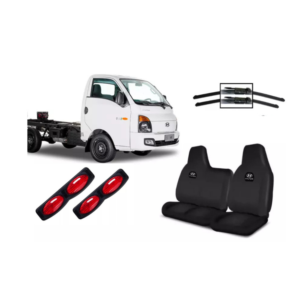 capa banco tecido couro + limpador parabrisa protetor porta refletivo hr caminhao hyundai 2025