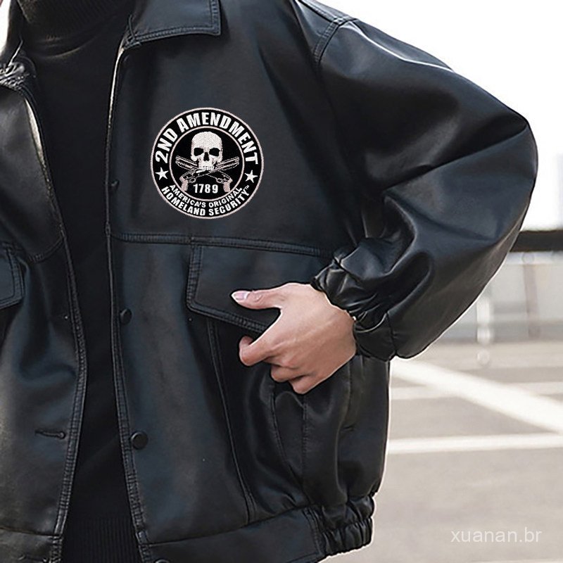Patch de roupa adesivo dupla face com estampa de caveira 10,2cm para passar a ferro em tecido DIY IISS