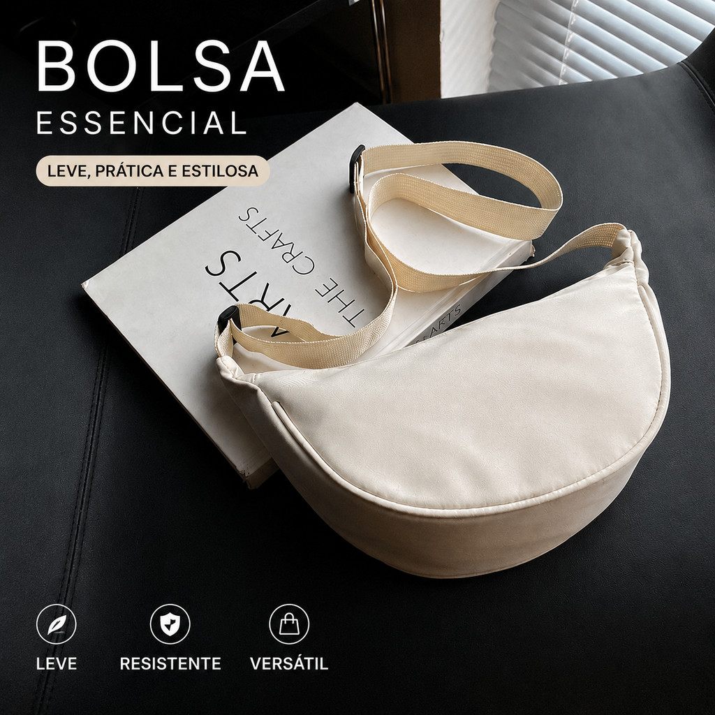 Bolsa Feminina Transversal Meia Lua Casual Chic Elegante para Uso Diário