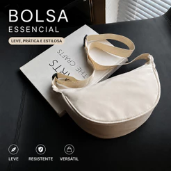 Bolsa Feminina Transversal Meia Lua Casual Chic Elegante para Uso Diário