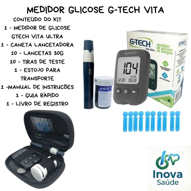 Kit Medidor de Glicose G-TECH Vita Ultra