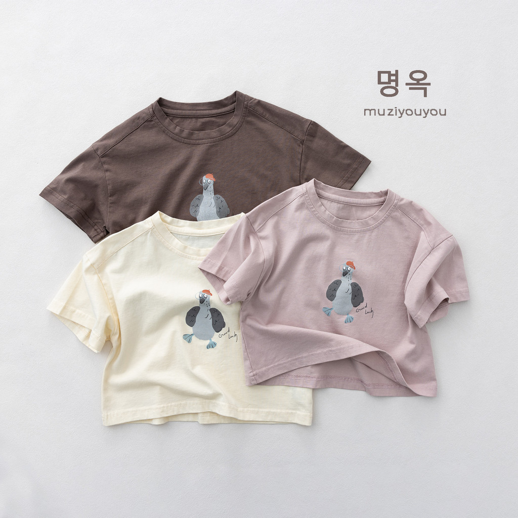 Contador versão coreana estilo verão meninos meninas de manga curta dos desenhos animados solto camiseta crianças simple