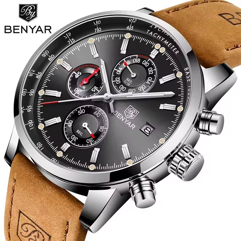 BENYAR 5102 Moda Masculina Relógio Quartzo Luxo Cronógrafo Esportivo