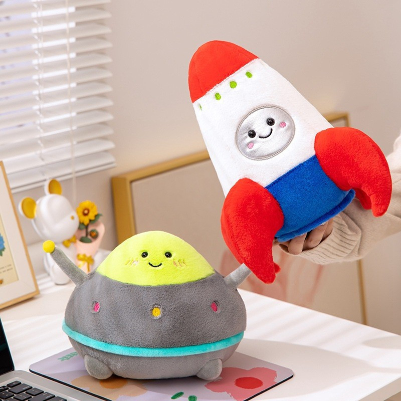 Moda na moda universo forma nave espacial foguete brinquedo de pelúcia travesseiro boneca almofada travesseiro crianças
