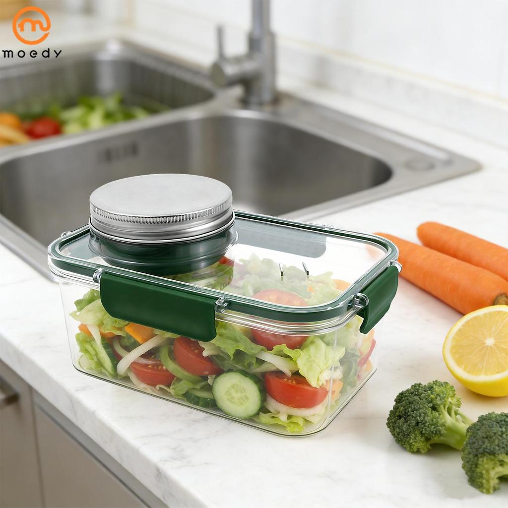 Recipiente De Salada De Frasco De Pedreiro Com Copo De Molho Vagem Reutilizável Separado SHOPSKC5454