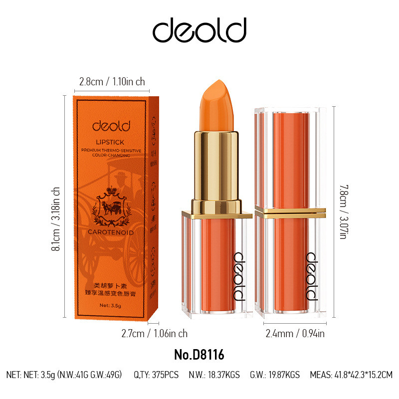 Bálsamo Labial Diou Carotene que Muda de Cor, Hidratante e Nutritivo, Laranja,, Cuidado Labial, Óleo Labial