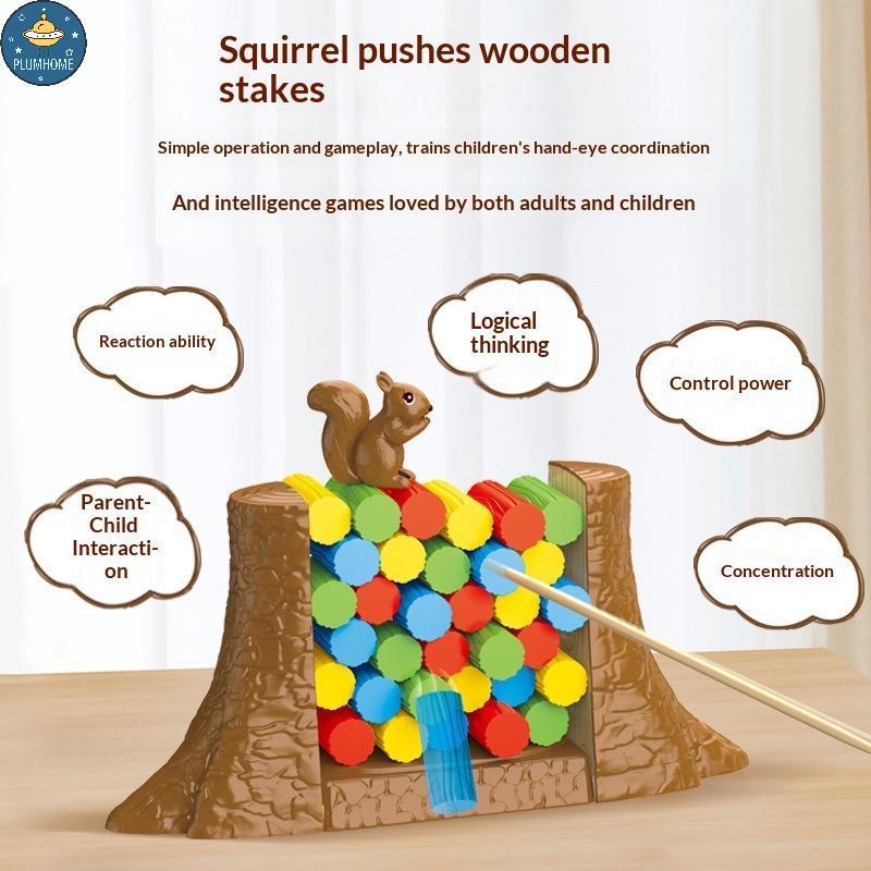 PLUMHOME 1 Conjunto Staing Blos Puzzle Toy Kids Balance Tower Jogo De Tabuleiro Salve O Esquilo Empacotável Para Criança