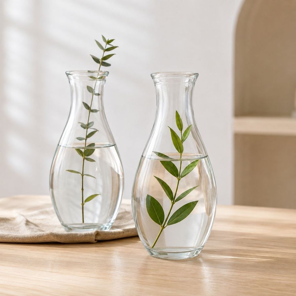 2 Vasos de Vidro Transparente Decorativo Pequeno Para Flores  Arranjos Minimalistas Centro Mesa 