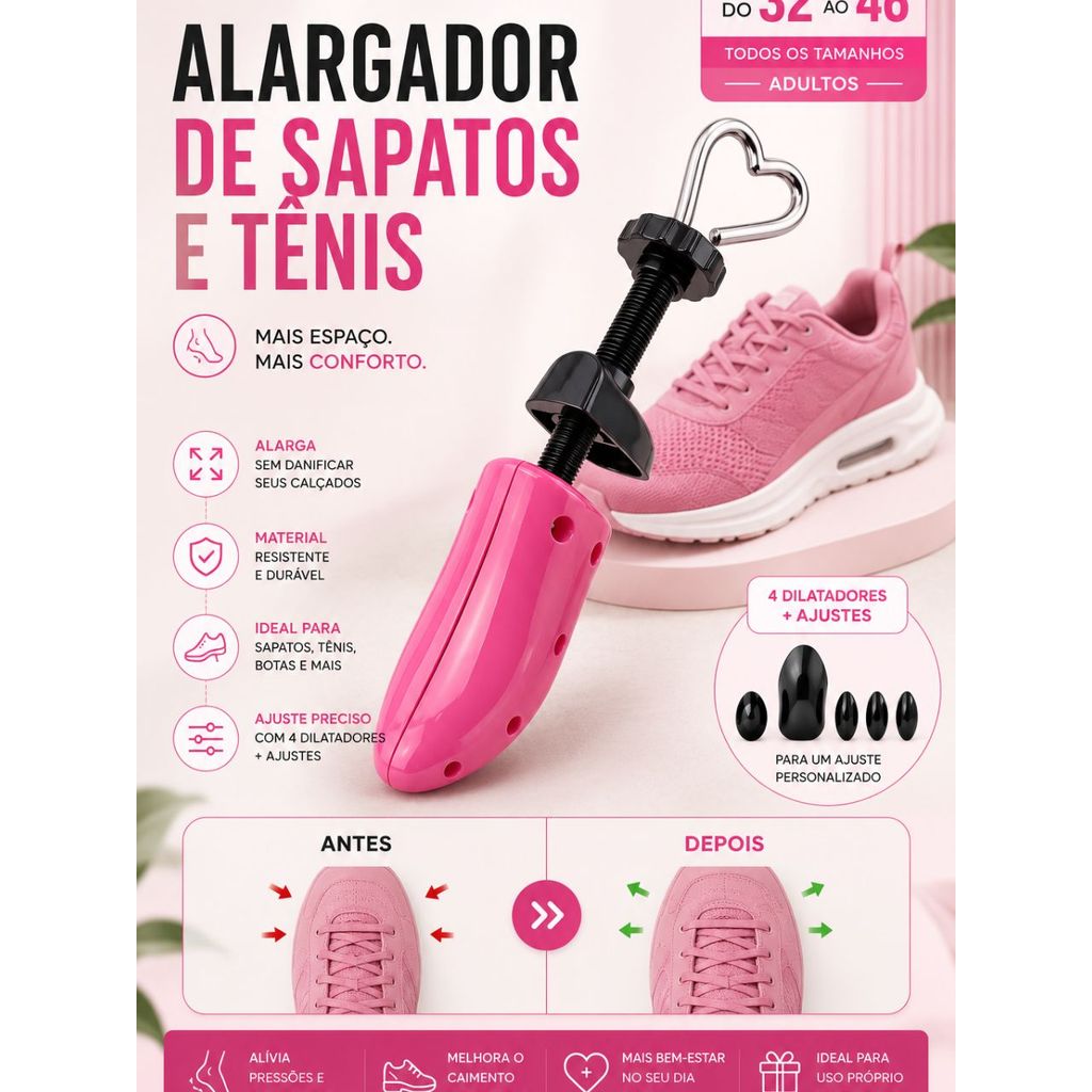 Kit Alargadores de Calçados e Sapatos Ajustável Universal