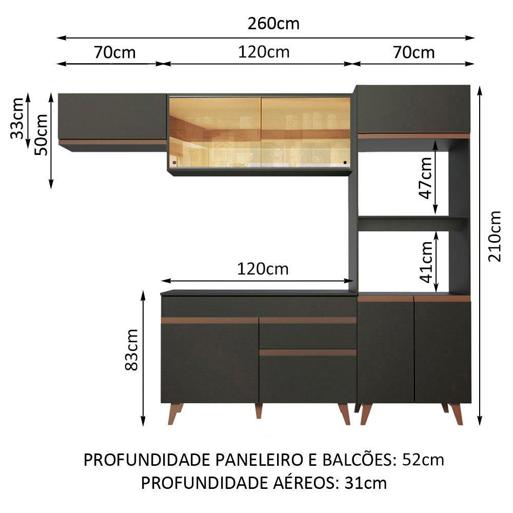 Cozinha Completa Madesa Reims XA260001 com Armário e Balcão - Preto · foto 2