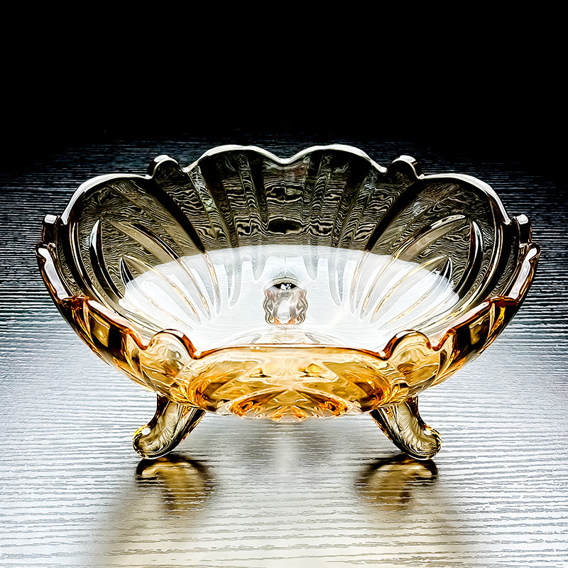 2026 novo estilo tigela de vidro cristal doces prato de frutas sala de estar casa high-End requintado placa de alta apar