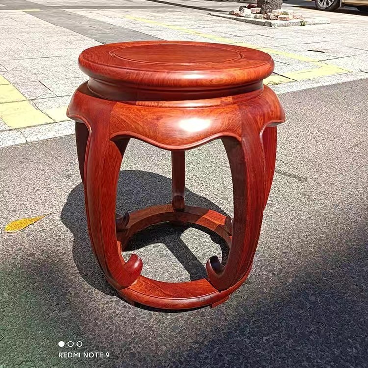 Banqueta de tambor de madeira maciça mianmar jacarandá estilo chinês casa sala de estar banco redondo begônia pequeno ba