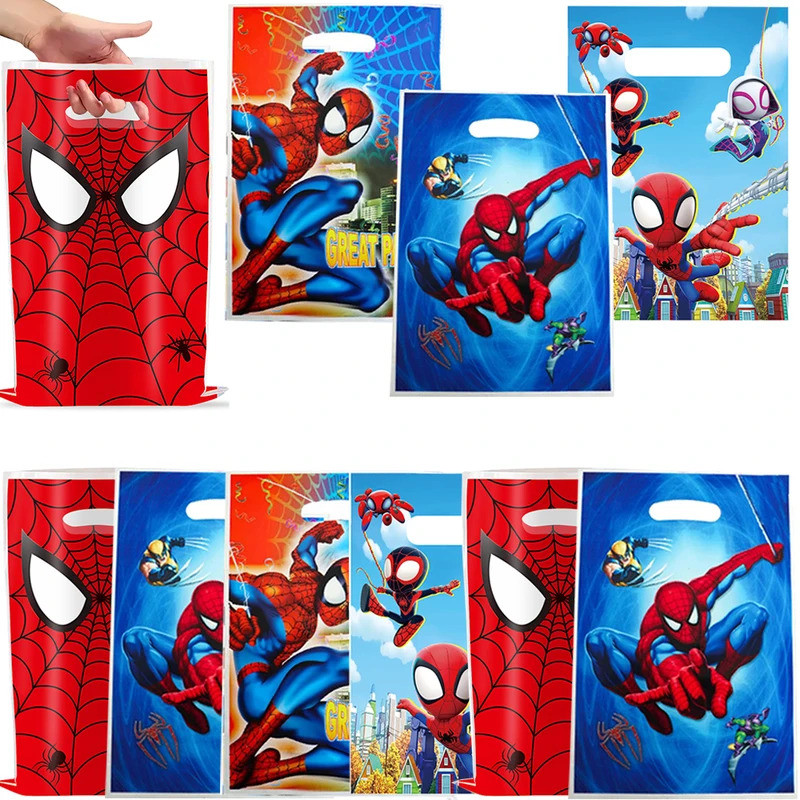 10/50 Pçs Novos Sacos De Presente Do Homem-Aranha Saco De Saque De Doces Super-Herói Tema Goodie Para Crianças Aniversár