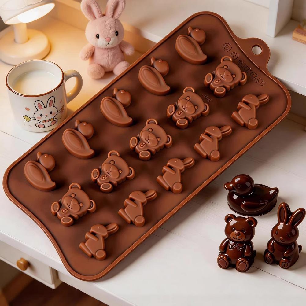 Molde De Silicone Para Chocolate Em Formato De Urso E Coelho | Liberação De Sabão Cubo Máquina De Lavar Louça Com Gelo D