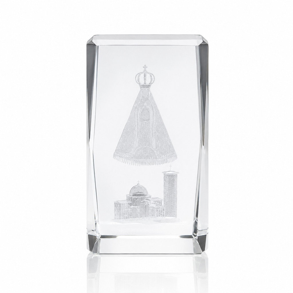 Cristal Nossa Senhora Aparecida Basílica Mini Lapidado 3cm Imagem 3d Lembrança de Aparecida