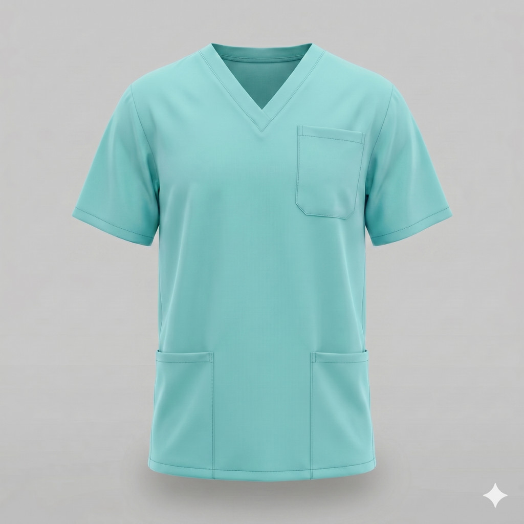 Camisa Scrub Masculina Verde Água Queima de Estoque Profissional Enfermagem Hospital Clínica Saúde Últimas Unidades Hoje