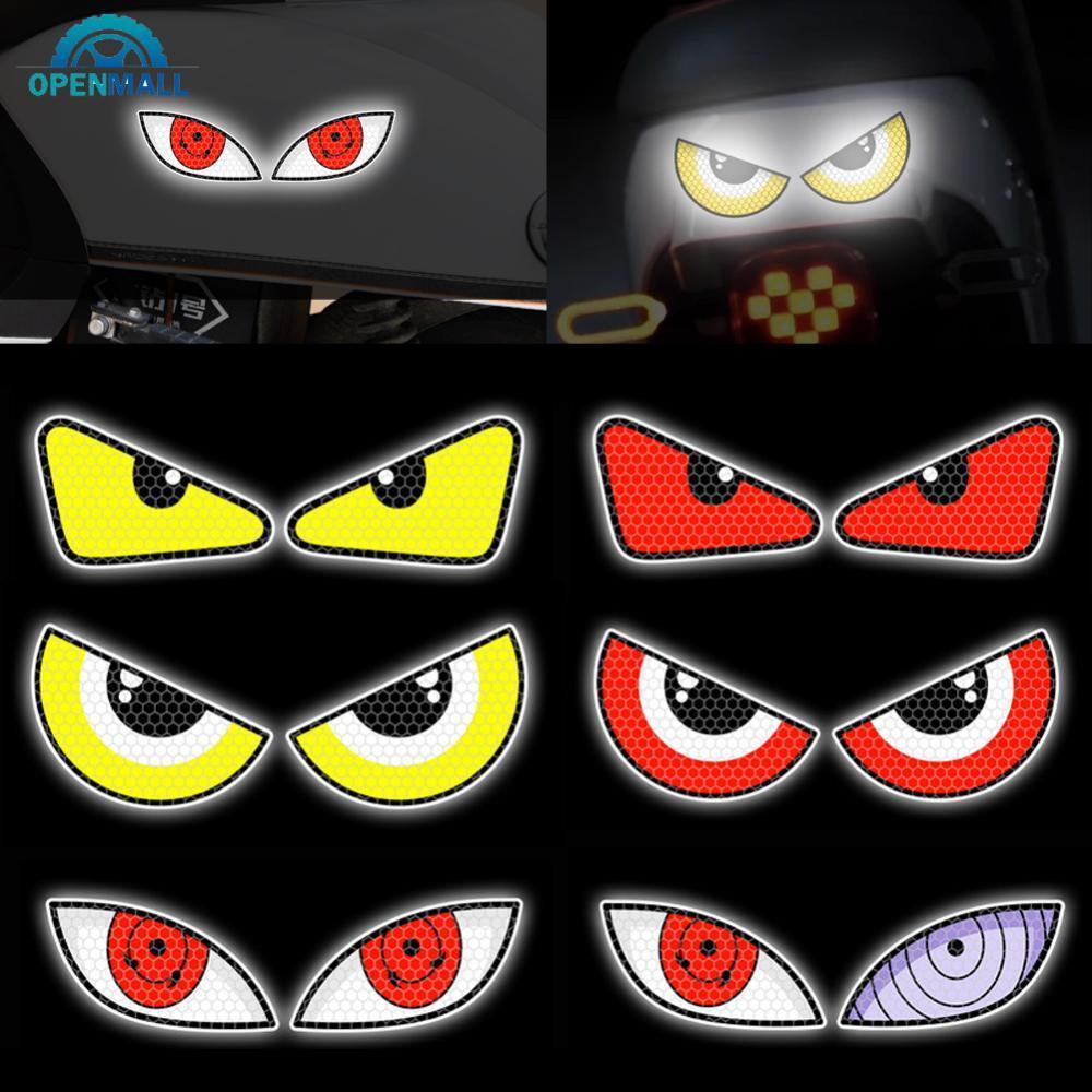 OPENMALL 1 Par Reflexivo Carro Motocicleta Adesivos Diabo Olhos Capacete Carenagem Janela Traseira Decoração Decalque El