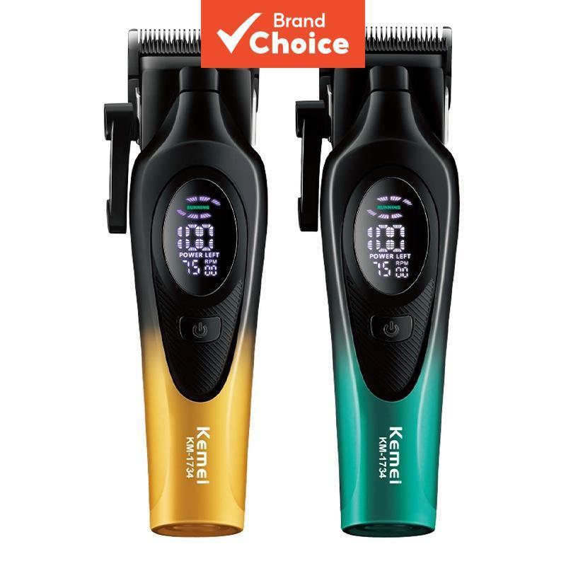 Kemei 1734 Máquina de Corte de Cabelo Profissional Sem Fio para Barbeiros, Aparador Elétrico de Cabelo, Carregamento USB