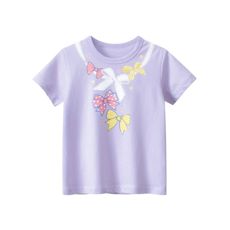 27home puro algodão meninas versão coreana roupas infantis crianças camiseta de manga curta 2026 verão bebê menina arco 