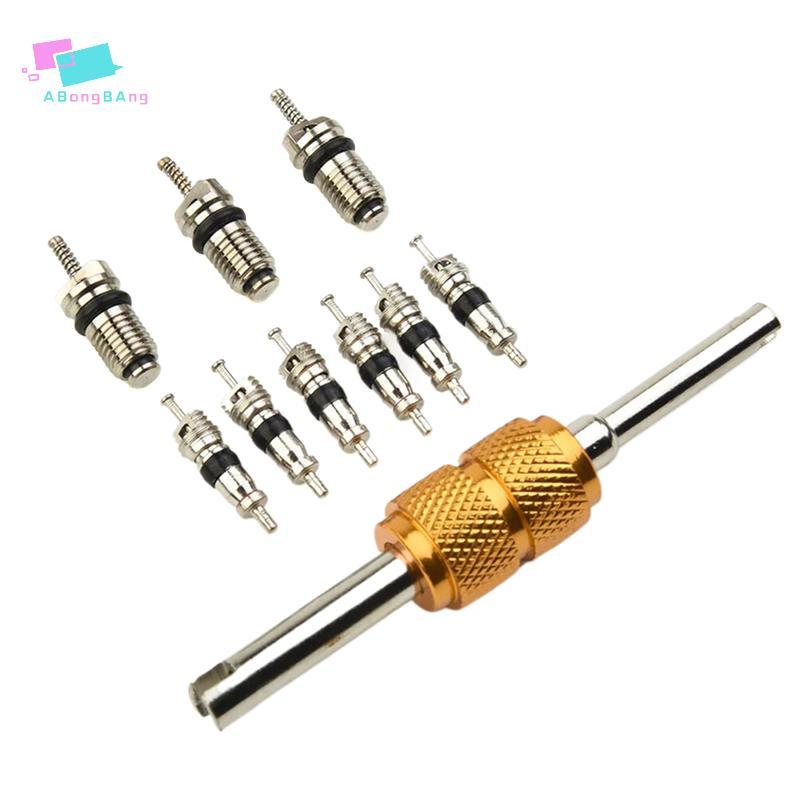Abongbanghn 9 Peças R134a Núcleo De Válvula De Ar Condicionado Automotivo + 1 Peça Ferramenta De Remoção Para Sistema A/