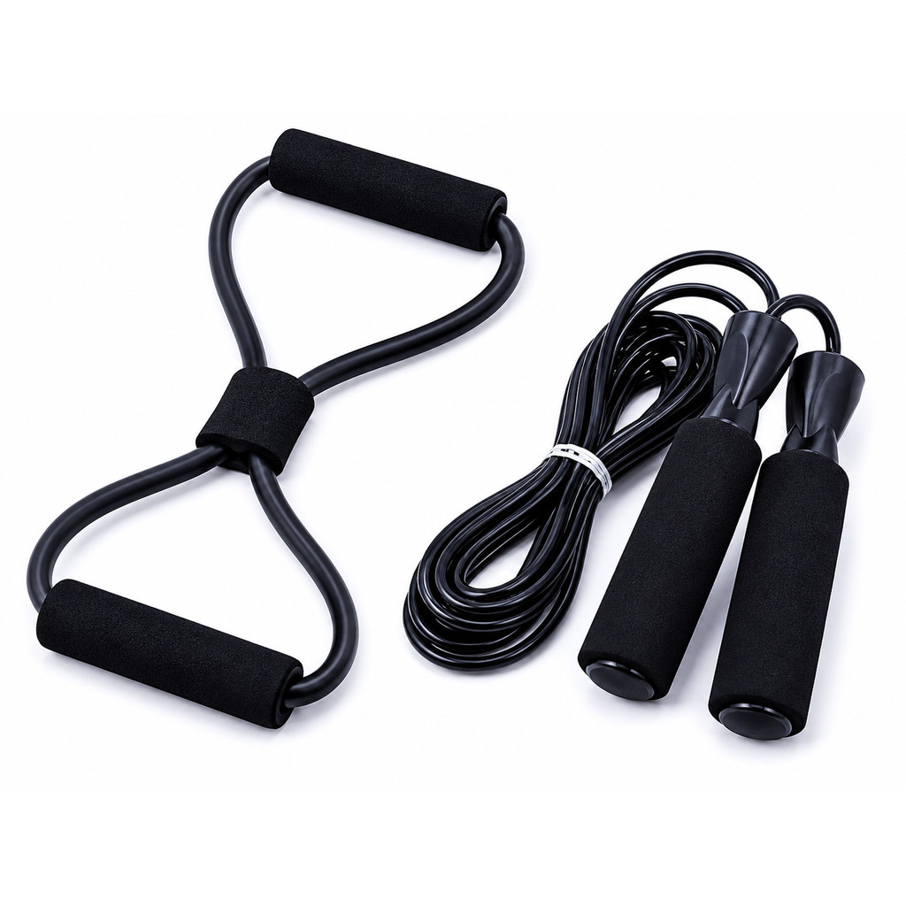 Kit Corda Crossfit e Elástico 8 Exercícios Musculação Funcional Fitness Academia Treino Esportivo