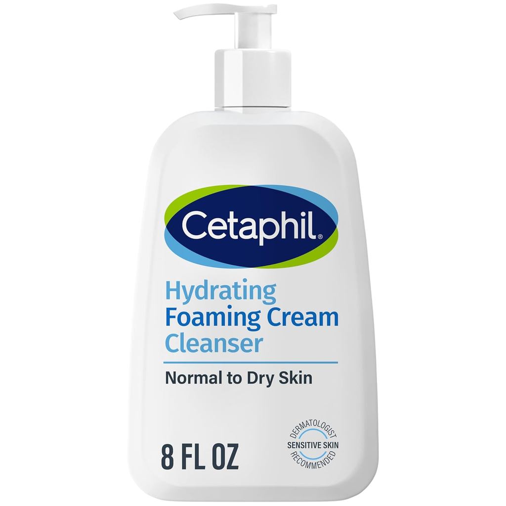 Creme de Limpeza Facial em Espuma Cetaphil, Creme Hidratante Espumante, 8 oz, Para Pele Normal a Seca e Sensível, com Al